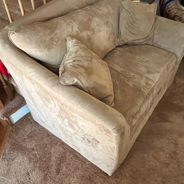 Photo of Loveseat sleeper sofa with storage ottoman