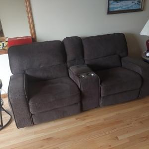 Photo of Double Recliner Living Room Piece - Dark Brown - $250 (Agawam)