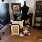 LOT 504R:  Home Decor Dress Form (58"),  Decorative Easel (53") & Picture Frames