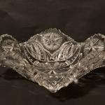Vintage pressed glass bowl star pattern ruffled sawtooth rim alot of detail
