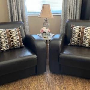 Photo of Pair of Leather Club Chairs