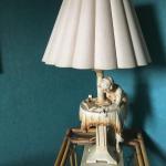 Vintage lamp lady reading motif
