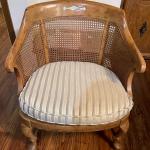Traditional Wooden Round Arm Chair with Fabric Cushion