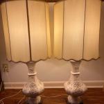 Ceramic Floral Table Lamps Vintage Pair MCM White 70’s Mid Century Modern