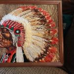 Vintage Needlepoint Indian Chief 70's