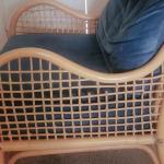 Vintage bamboo cushioned chair