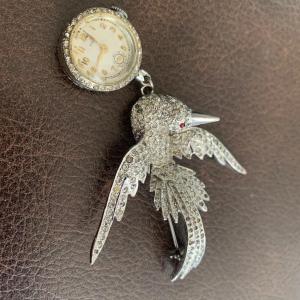 Photo of Vintage Welbro Rinestone Bird Brooch Watch
