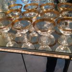 Rambler Rose clear Franciscan champagne glasses