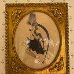 Gilted Ornate Wood Frame with Art Nouveau Print Decorated with Rhinestones and F