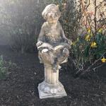 LOT 161M: Reading Child on Pedestal Cement Garden Statue