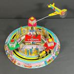LOT 201: Retro Tin Wind-Up New York Train & Plane Toy - Works Great!
