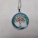 Blue Fire Opal Tree Of Life 18" 925 Necklace