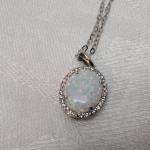 DK Opal With Diamond Accents 18" 925 Necklace