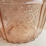 Pink depression glass canister