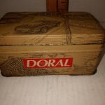 DORAL Promotional Tin Box Detached Lid Collectible Tobaccoville Brown Upcycle