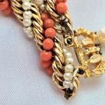 Vintage Hobé Coral Beaded Double Strand Bracelet