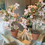 2 potted faux flowers