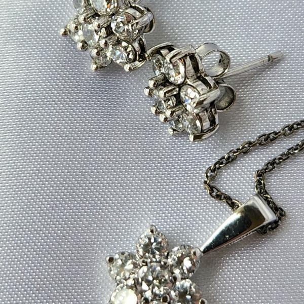 Photo of Sterling Silver CZ Necklace & Earrings Set