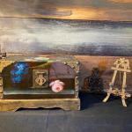 HAND PAINTED WOODEN CHEST AND OTHER ITEMS