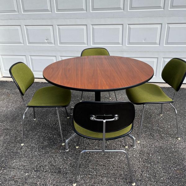 Photo of MId Century Modern Herman Miller Eames Conference Dining Table 4 Chairs 1960
