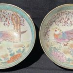 Set of 2 asian theme painted bowls.