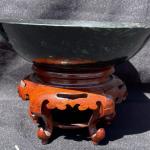 Asian theme Jade bowl on wood display stand