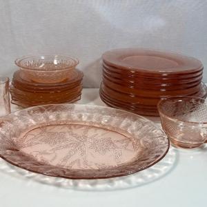 Photo of LOT 38: Pink Depression Glass - Plates And More