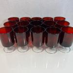 LOT 36:  Cristal d'Arques Durand Made in France Ruby Red Glass - 15 Wine Glasses