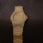 Never Worn Hip Hop Men’s Crystal Diamond Pave Watch Gold Plated