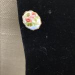 Tiny Vintage Handpainted Rose Earrings