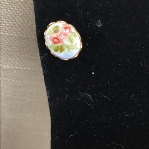 Photo of Tiny Vintage Handpainted Rose Earrings