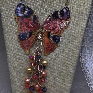 Photo of Large Butterfly Statement Necklace With Glass Beads