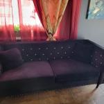 Black Suede Love Seat, Couch and table