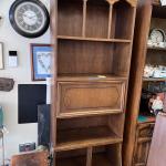 Vintage Oak Bookcase Sectretary desk 78" X 30" X 14"