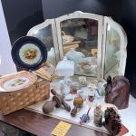 White Shabby Chic heavy 1940s folding vanity mirror Milk glass and collectibles