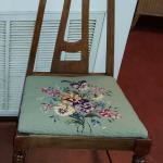 Vintage Keyhole Chair With Needlepoint Seat 