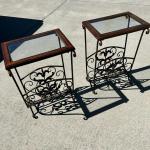 Solid Wood/ Iron Glass Top Table / Magazine Rack