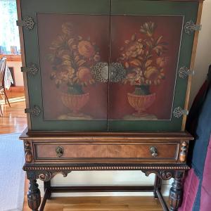 Photo of Antique Berkey & Gay Furniture Hand Painted Colonial Revival Court China Cabinet