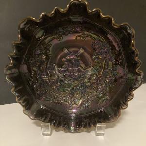 Photo of Imperial carnival glass Windmill ruffled edge bowl 8"