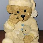 Vintage Youngs SLEEPY CRYING BEDTIME TEDDY BEAR HOLDING BABY TEDDY 11" Tall