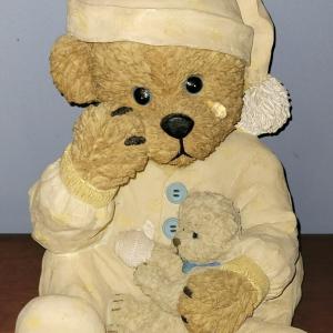 Photo of Vintage Youngs SLEEPY CRYING BEDTIME TEDDY BEAR HOLDING BABY TEDDY 11" Tall
