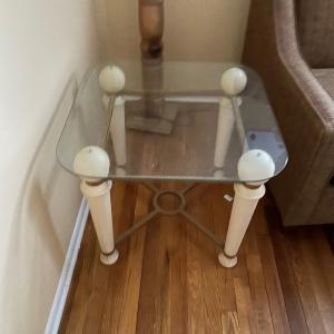 Photo of  2 Glass end  table s and lamp