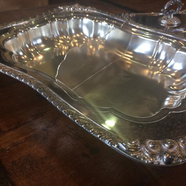 Photo of 1900s American Silver / Copper Divided Serving Dish & Tray