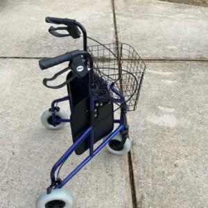 Photo of Drive Medical 3 Wheel Rollator Rolling Walker with Basket and Pouch, Flame Blue