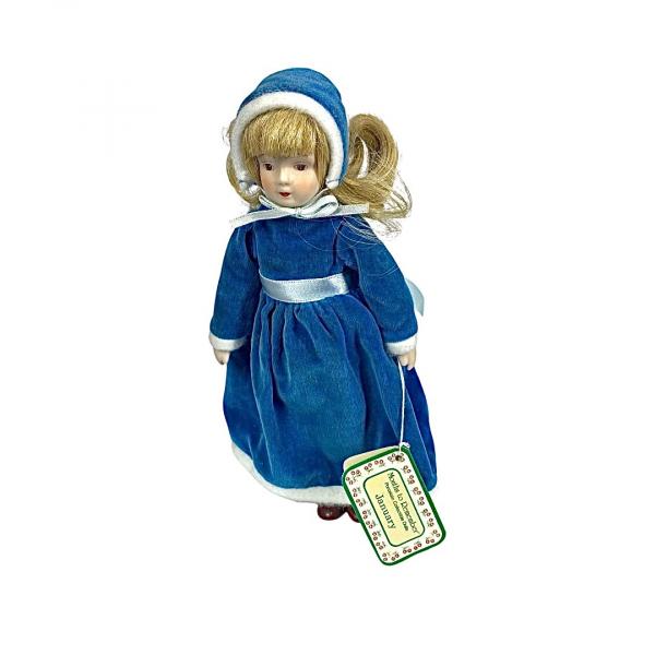 Photo of Months to Remember Porcelain Collectible Doll January Blue Dress Soft Body