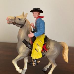 Photo of Vtg hard plastic toy horse & Ryder Cowboy #202 Hong Kong
