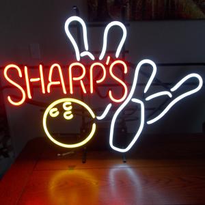 Photo of  FANTASTIC MILLER BEER “SHARPS” NEON LIT, BAR SIGN W/BOWLING THEME, MAN CAVE