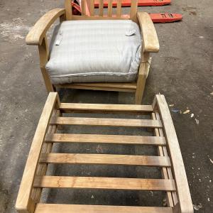 Photo of 3 Wood Patio Chairs with 2 Foot Rests