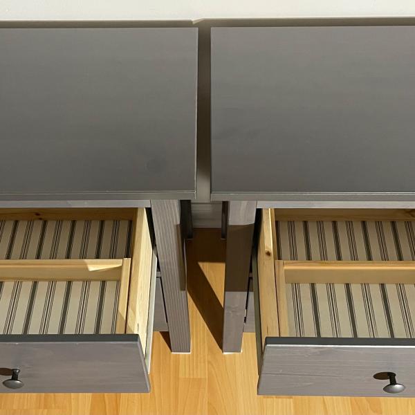 Photo of  Set of 2 IKEA HEMNES 2-drawer chest/Nightstands Dark Gray Stained 21 1/4x26 ".