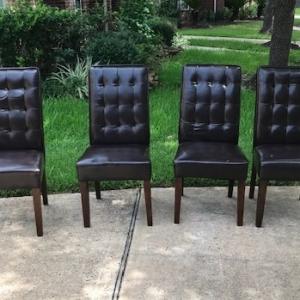 Photo of Bonded Leather Dining Chairs - Chocolate Brown (4pc)
